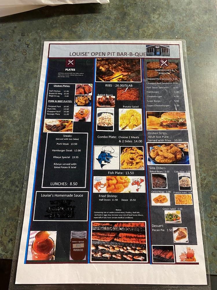 Louise Open Pit Barbeque Menu image 3